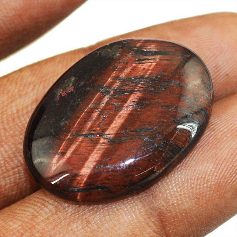 gemsmore:Natural Amazing Red Power Tiger Eye Oval Shape Gemstone