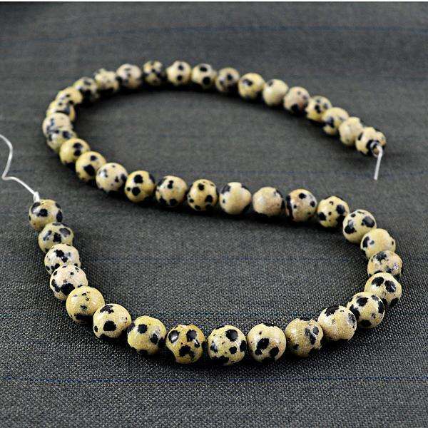 gemsmore:Natural Amazing Round Shape Dalmatian Jasper Drilled Beads Strand