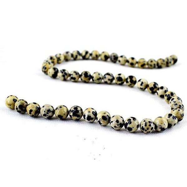 gemsmore:Natural Amazing Round Shape Dalmatian Jasper Drilled Beads Strand