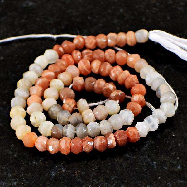 gemsmore:Natural Amazing Round Shape Faceted Multicolor Moonstone Drilled Beads Strand