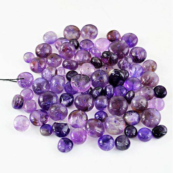 gemsmore:Natural Amazing Round Shape Purple Amethyst Drilled Beads Lot