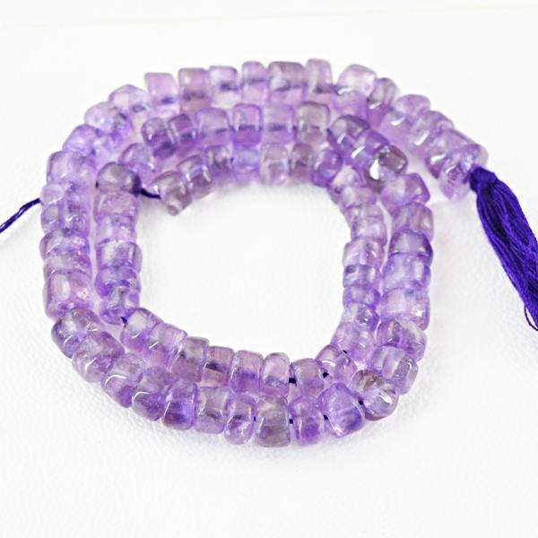 gemsmore:Natural Amazing Round Shape Purple Amethyst Drilled Beads Strand