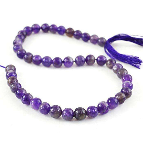 gemsmore:Natural Amazing Round Shape Purple Amethyst Drilled Beads Strand
