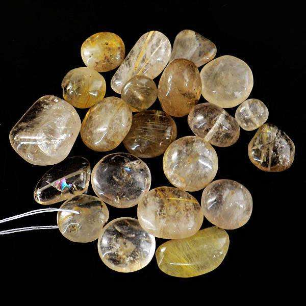gemsmore:Natural Amazing Rutile Quartz Drilled Beads Lot