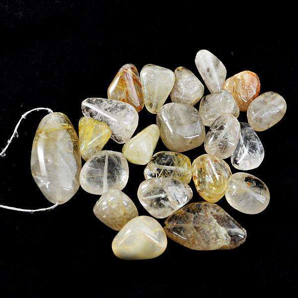 gemsmore:Natural Amazing Rutile Quartz Drilled Beads Lot