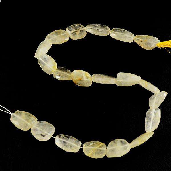 gemsmore:Natural Amazing Rutile Quartz Faceted Drilled Beads Strand