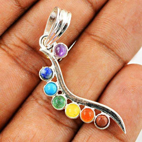 gemsmore:Natural Amazing Seven Chakra Healing Pendant