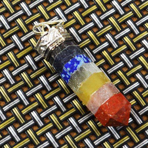 gemsmore:Natural Amazing Seven Chakra Healing Point Pendant