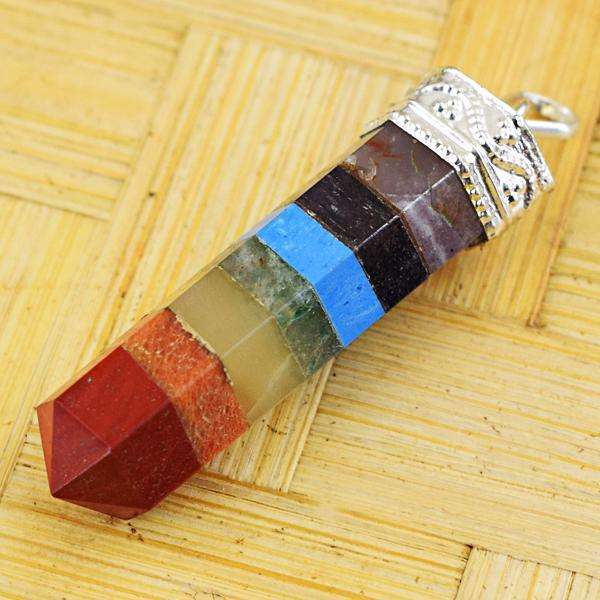 gemsmore:Natural Amazing Seven Chakra Healing Point Pendant