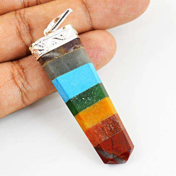 gemsmore:Natural Amazing Seven Chakra Healing Wand Pendant