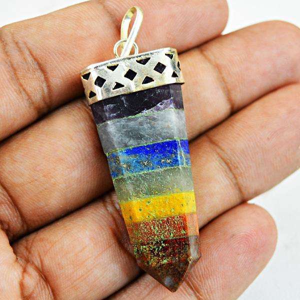 gemsmore:Natural Amazing Seven Chakra Healing Wand Pendant