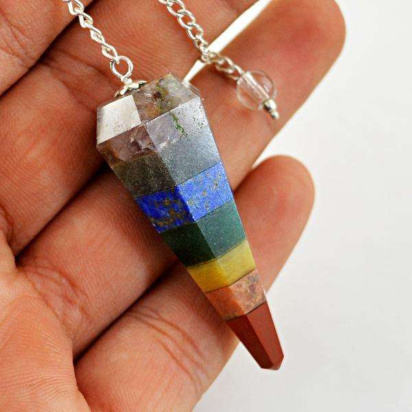 gemsmore:Natural Amazing Seven Chakra Reiki Healing Point Pendulum