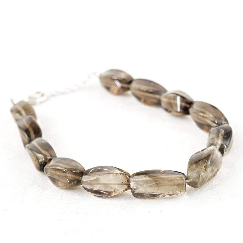 gemsmore:Natural Amazing Smoky Quartz Bracelet Untreated Beads