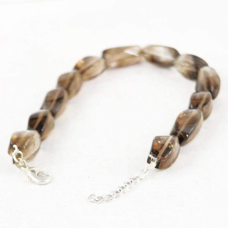 gemsmore:Natural Amazing Smoky Quartz Bracelet Untreated Beads
