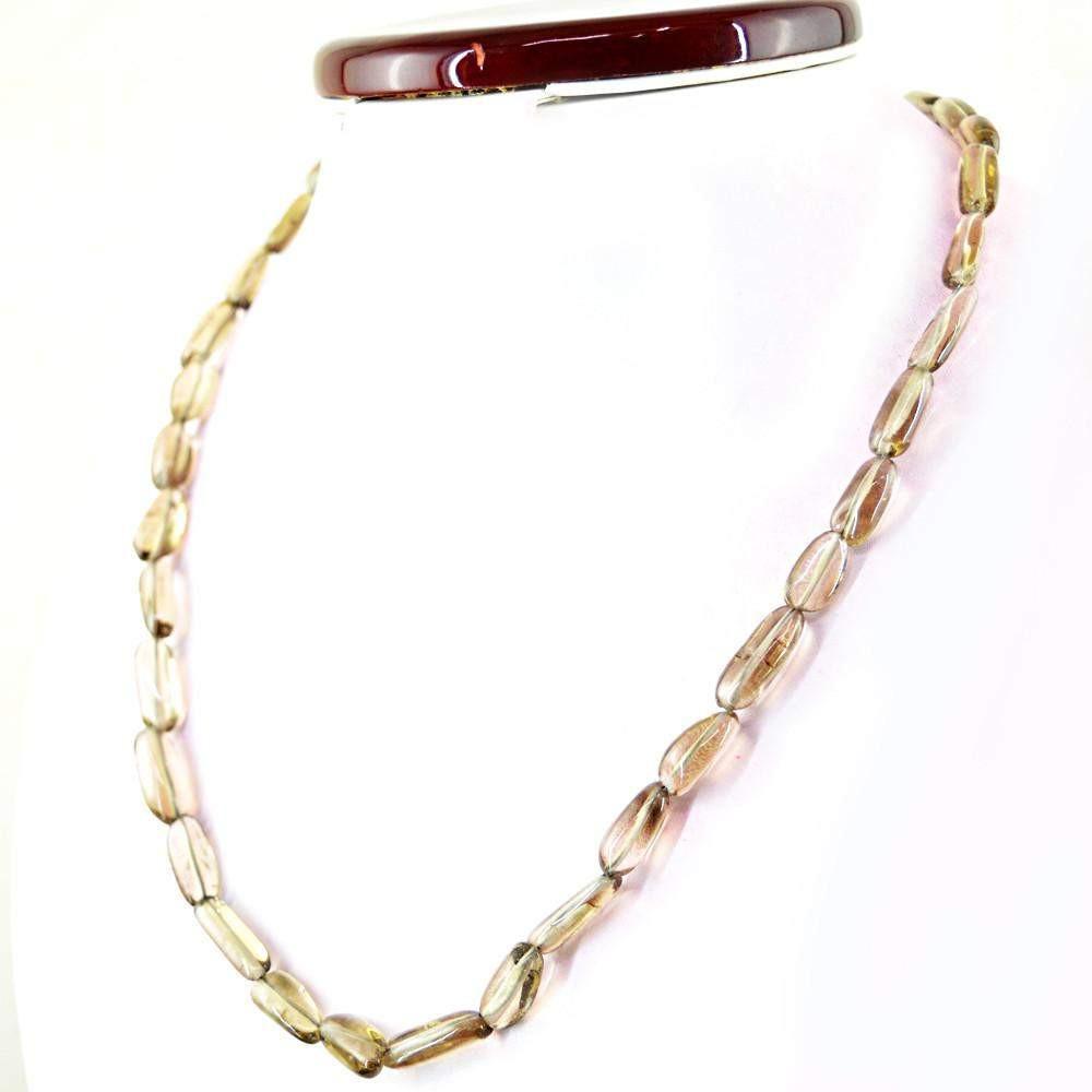 gemsmore:Natural Amazing Smoky Quartz Necklace Untreated Beads