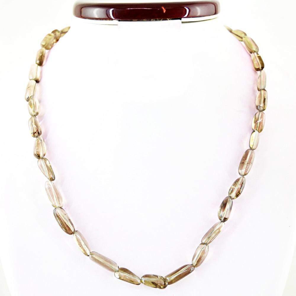 gemsmore:Natural Amazing Smoky Quartz Necklace Untreated Beads