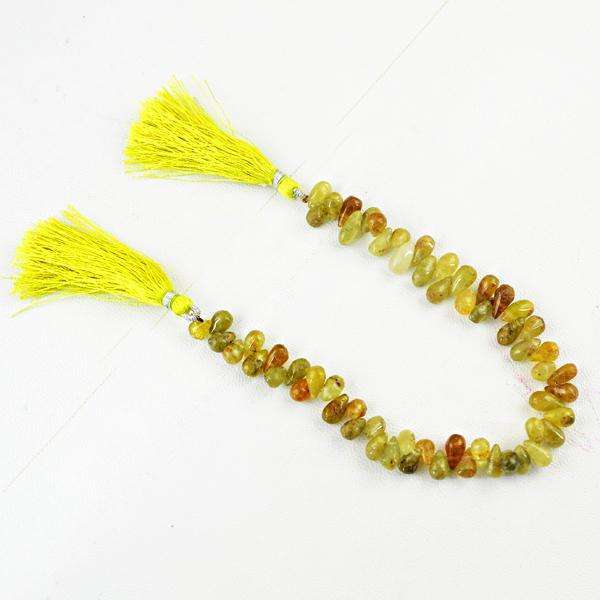 gemsmore:Natural Amazing Tear Drop Green Garnet Drilled Beads Strand