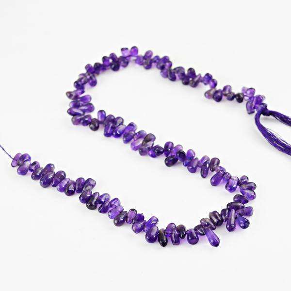 gemsmore:Natural Amazing Tear Drop Purple Amethyst Drilled Beads Strand