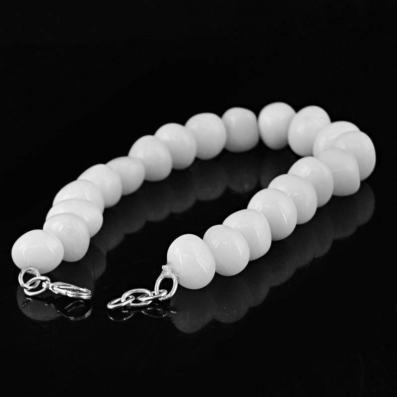 gemsmore:Natural Amazing White Agate Bracelet Untreated Beads
