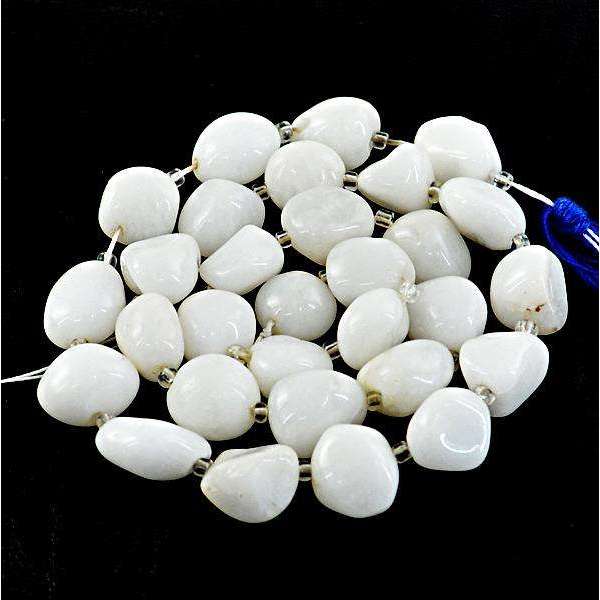 gemsmore:Natural Amazing White Agate Drilled Beads Strand