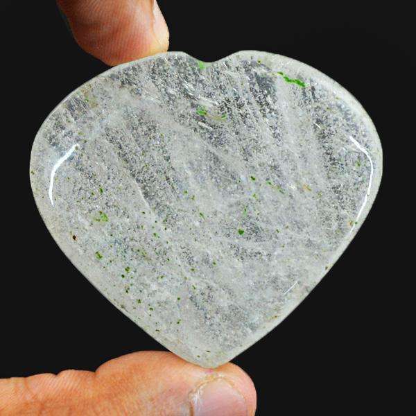 gemsmore:Natural Amazing White Quartz Heart Shape Carved Gemstone