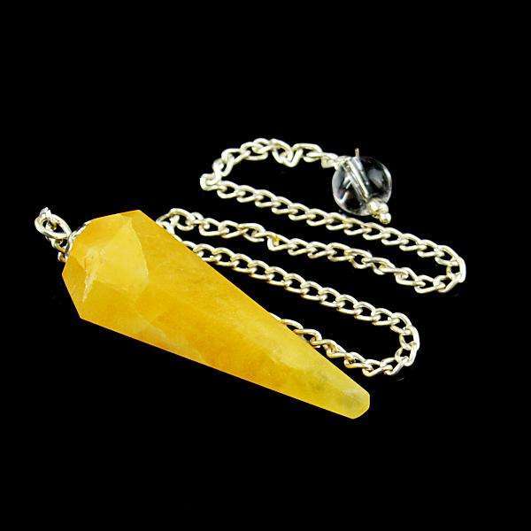 gemsmore:Natural Amazing Yellow Aventurine Healing Point Pendulum