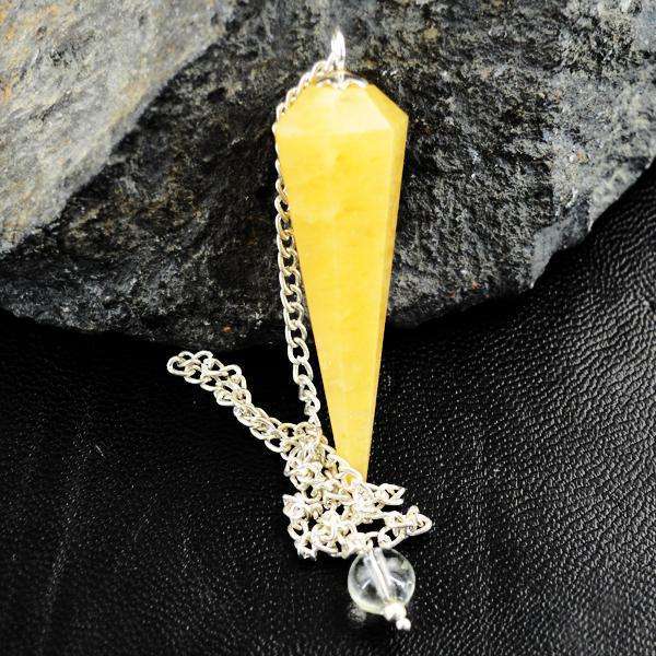 gemsmore:Natural Amazing Yellow Aventurine Healing Point Pendulum