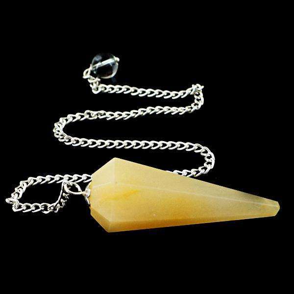 gemsmore:Natural Amazing Yellow Aventurine Healing Point Pendulum