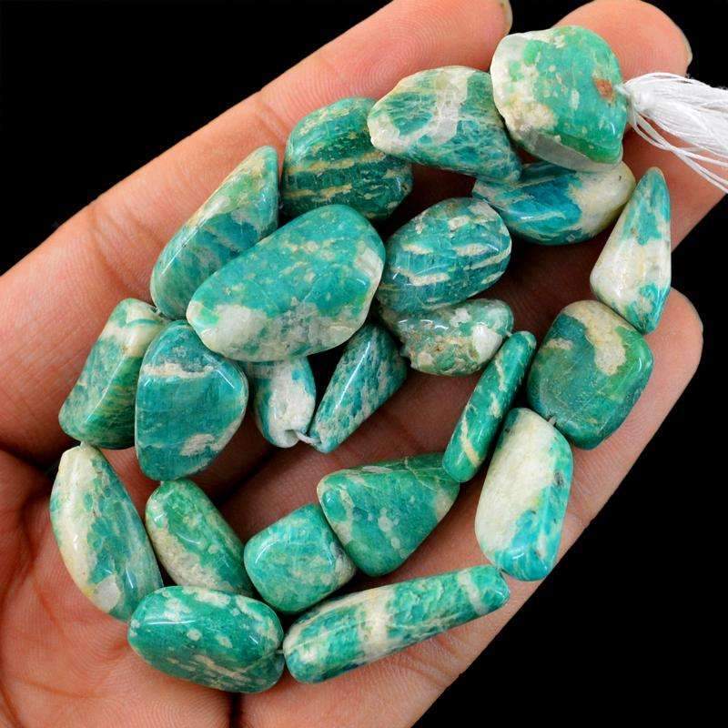 gemsmore:Natural Amazonite Beads Strand - Drilled