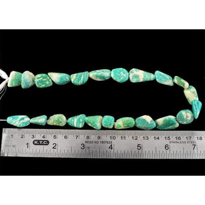 gemsmore:Natural Amazonite Beads Strand - Drilled