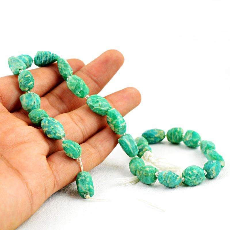 gemsmore:Natural Amazonite Beads Strand - Faceted Drilled