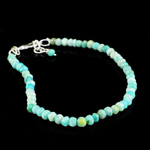 gemsmore:Natural Amazonite Bracelet Round Shape Faceted Beads