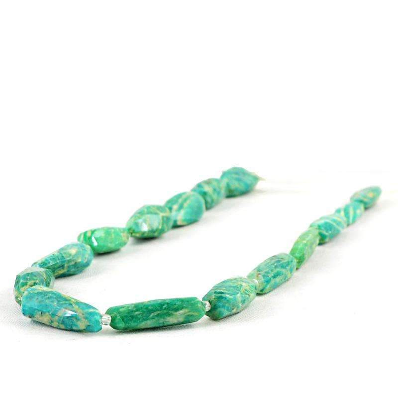 gemsmore:Natural Amazonite Drilled Beads Strand - Faceted