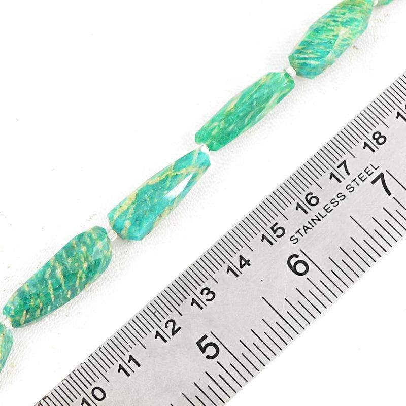 gemsmore:Natural Amazonite Drilled Beads Strand - Faceted
