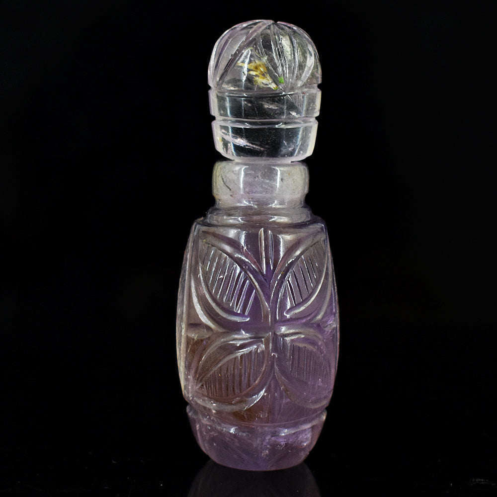 gemsmore:Natural Amethyst Hand Carved Genuine Crystal Gemstone Carving Perfume Bottle
