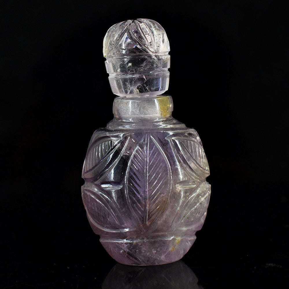 gemsmore:Natural Amethyst Hand Carved Genuine Crystal Gemstone Carving Perfume Bottle