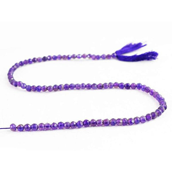 gemsmore:Natural Amethyst Round Faceted Beads Strand