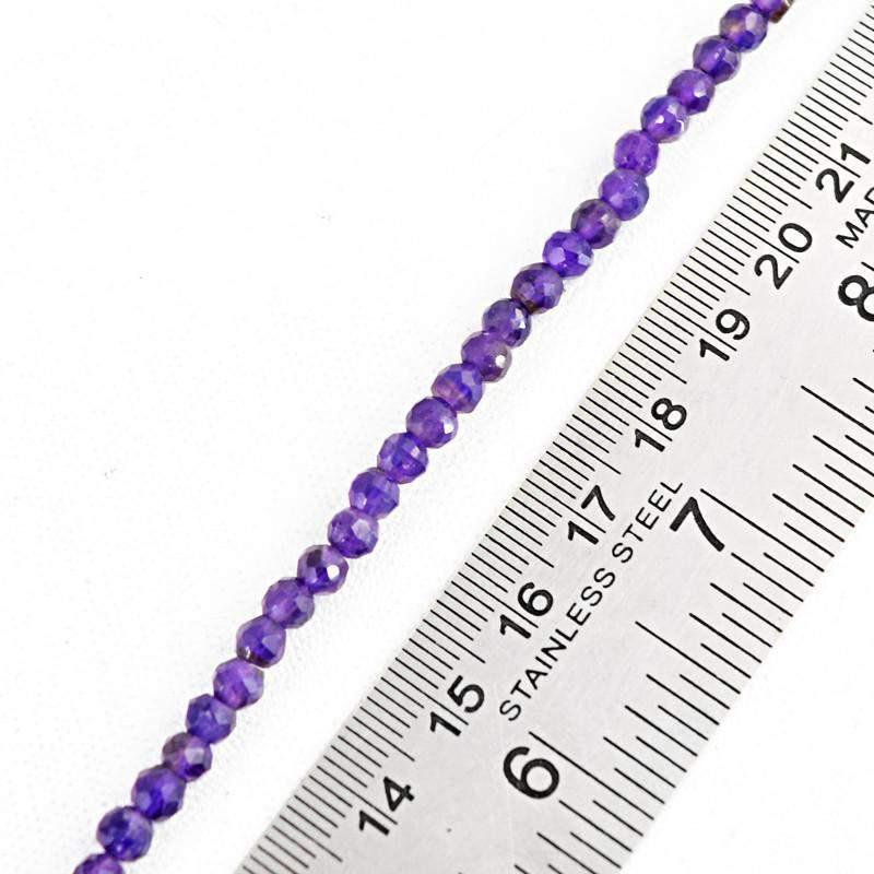 gemsmore:Natural Amethyst Round Faceted Beads Strand