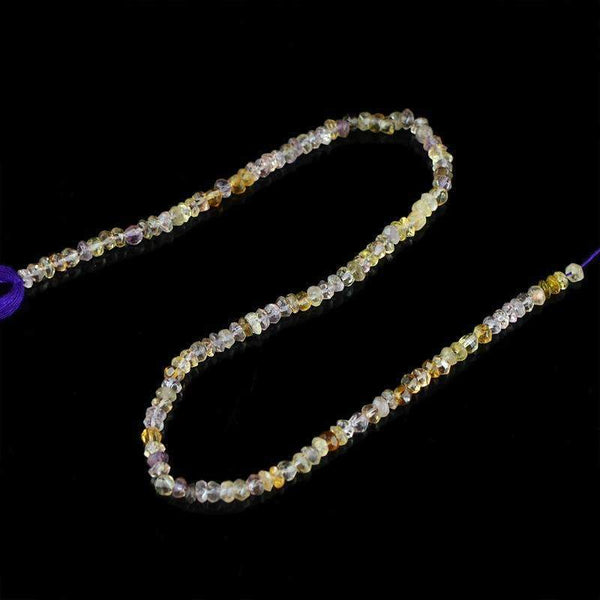 gemsmore:Natural Ametrine Drilled Beads Strand Round Shape Faceted