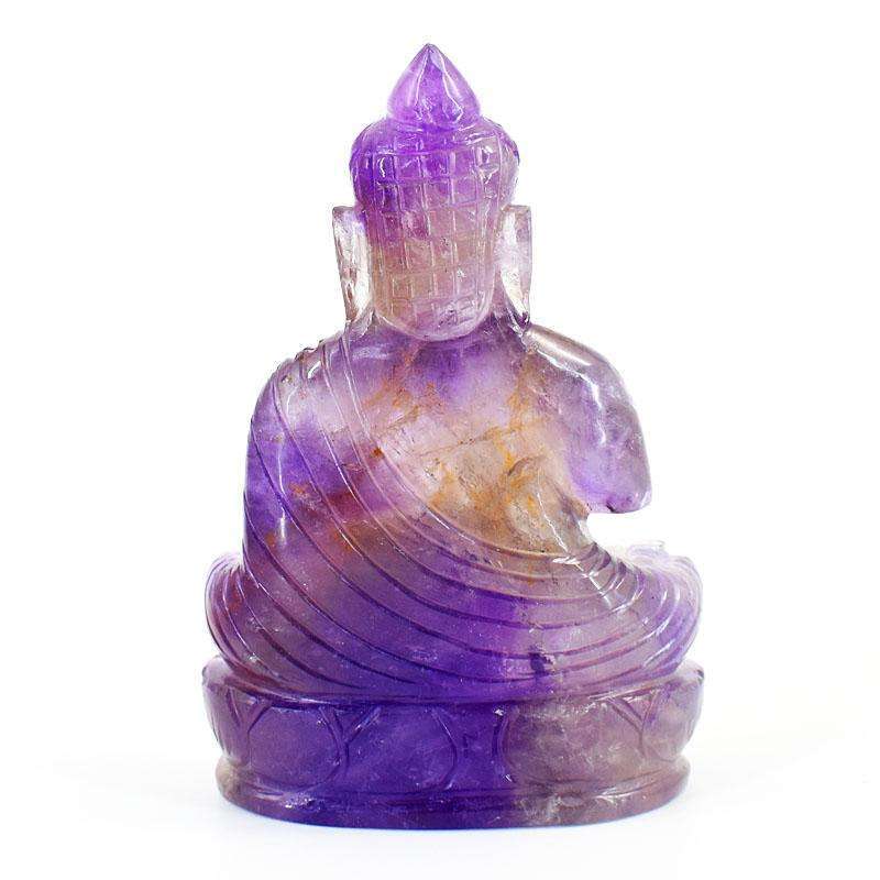 gemsmore:Natural Ametrine Hand Carved Genuine Crystal Gemstone Carving Lord Buddha