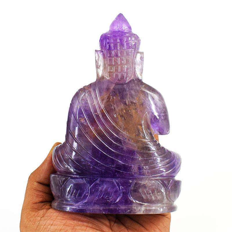 gemsmore:Natural Ametrine Hand Carved Genuine Crystal Gemstone Carving Lord Buddha