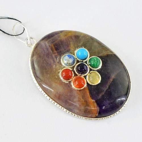 gemsmore:Natural Ametrine Seven Chakra Healing Pendant