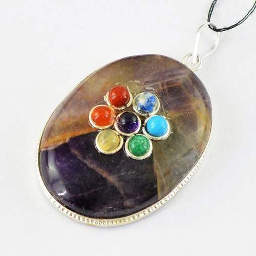 gemsmore:Natural Ametrine Seven Chakra Healing Pendant