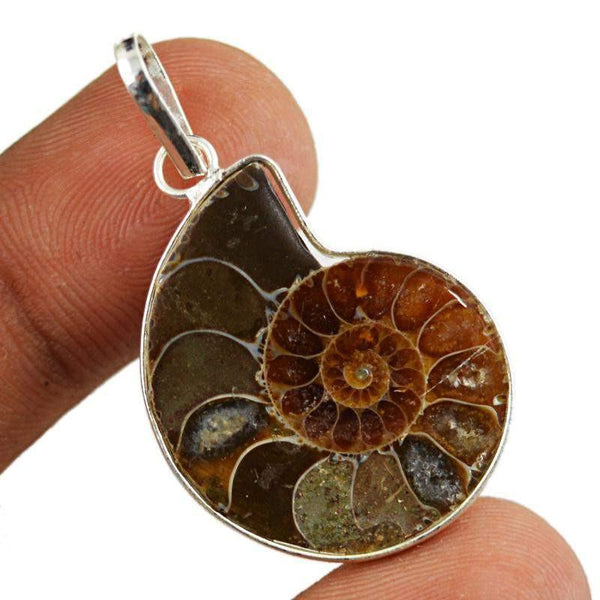 gemsmore:Natural Ammonite Untreated Pendant
