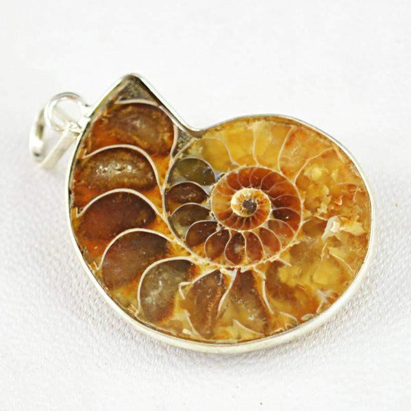 gemsmore:Natural Ammonite Untreated Pendant
