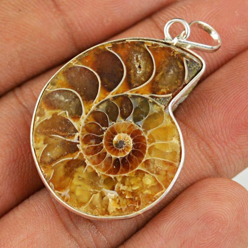 gemsmore:Natural Ammonite Untreated Pendant