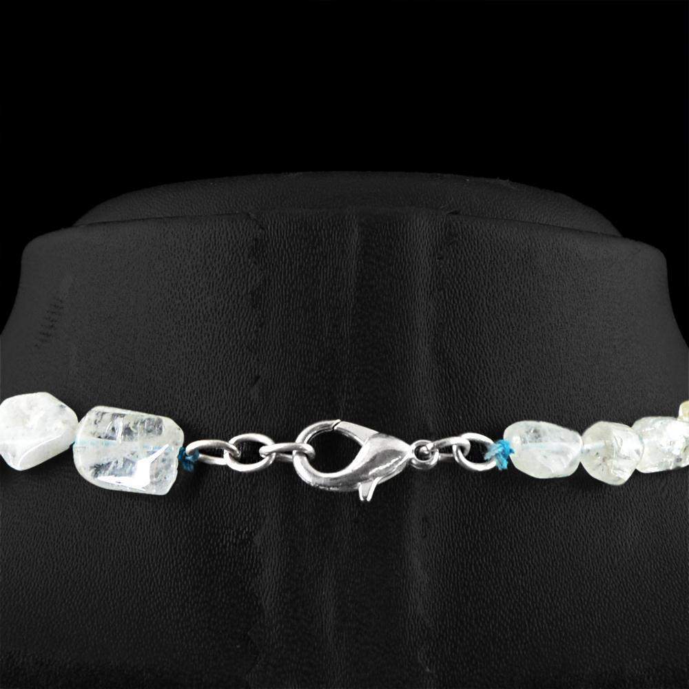 gemsmore:Natural Aquamarine Necklace Single Strand Untreated Beads