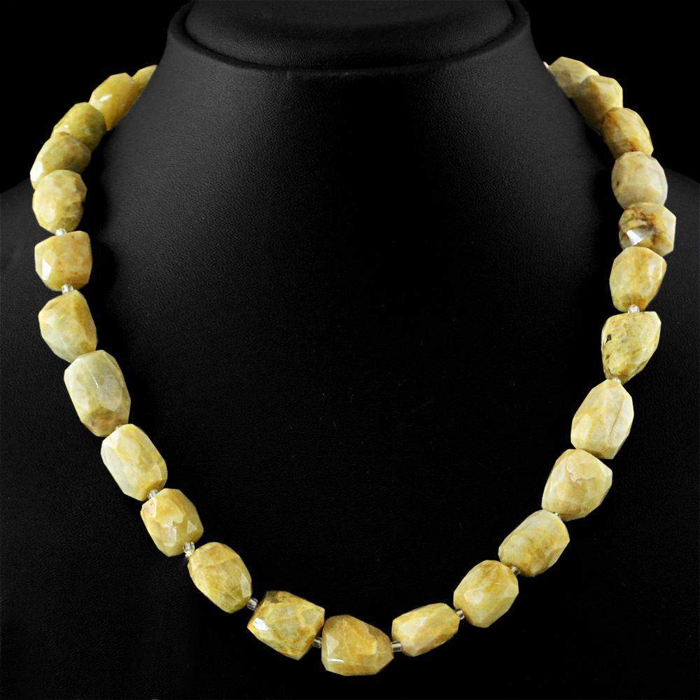gemsmore:Natural Aquamarine Necklace Untreated Faceted Beads