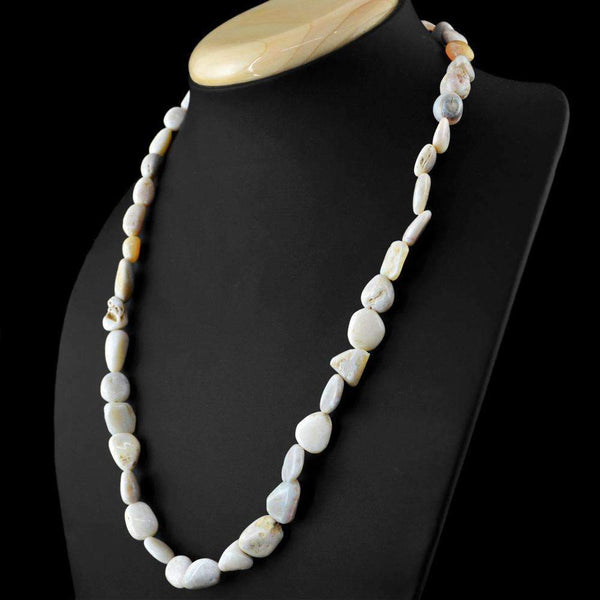 gemsmore:Natural Australian Opal Necklace - Single Strand Untreated Beads