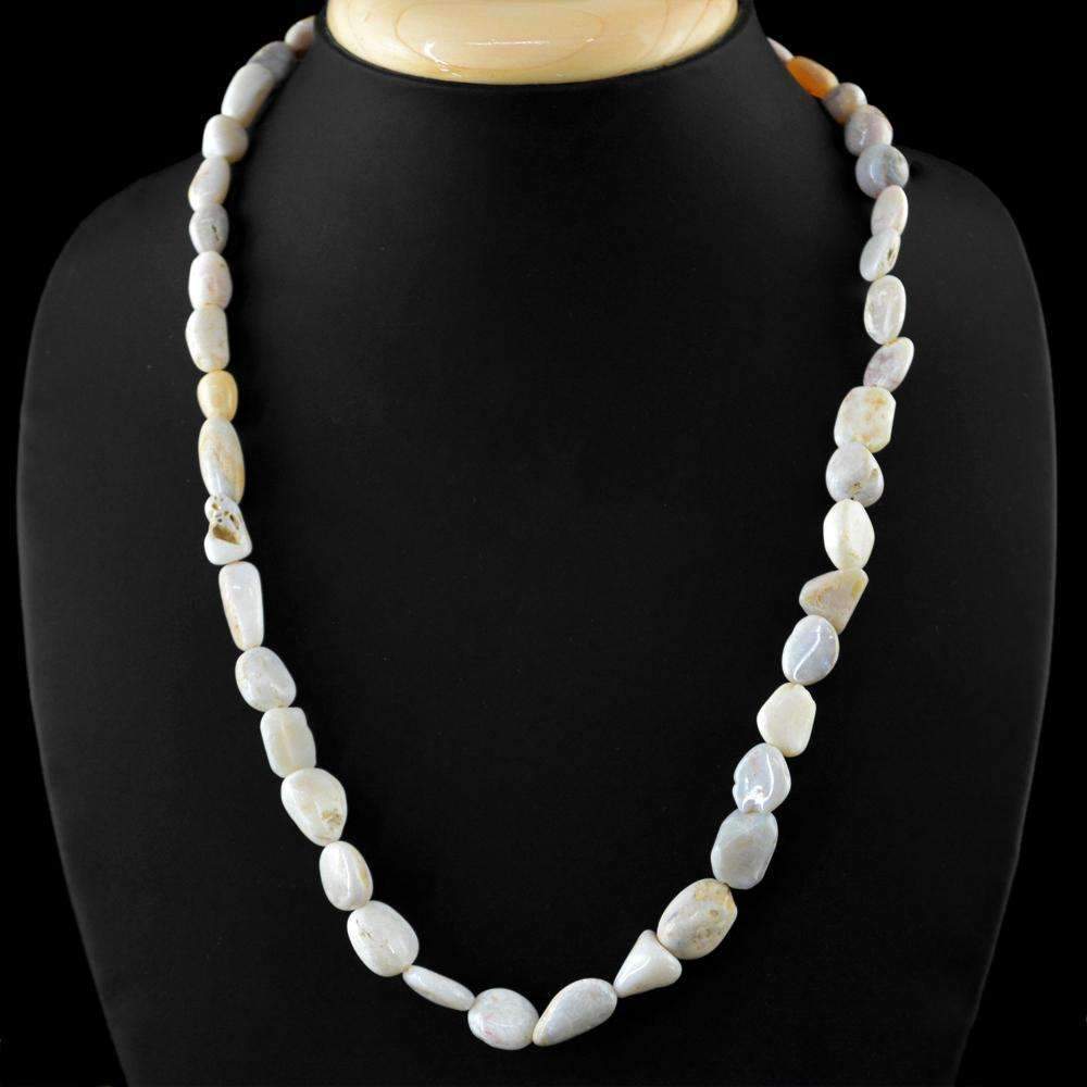 gemsmore:Natural Australian Opal Necklace - Single Strand Untreated Beads